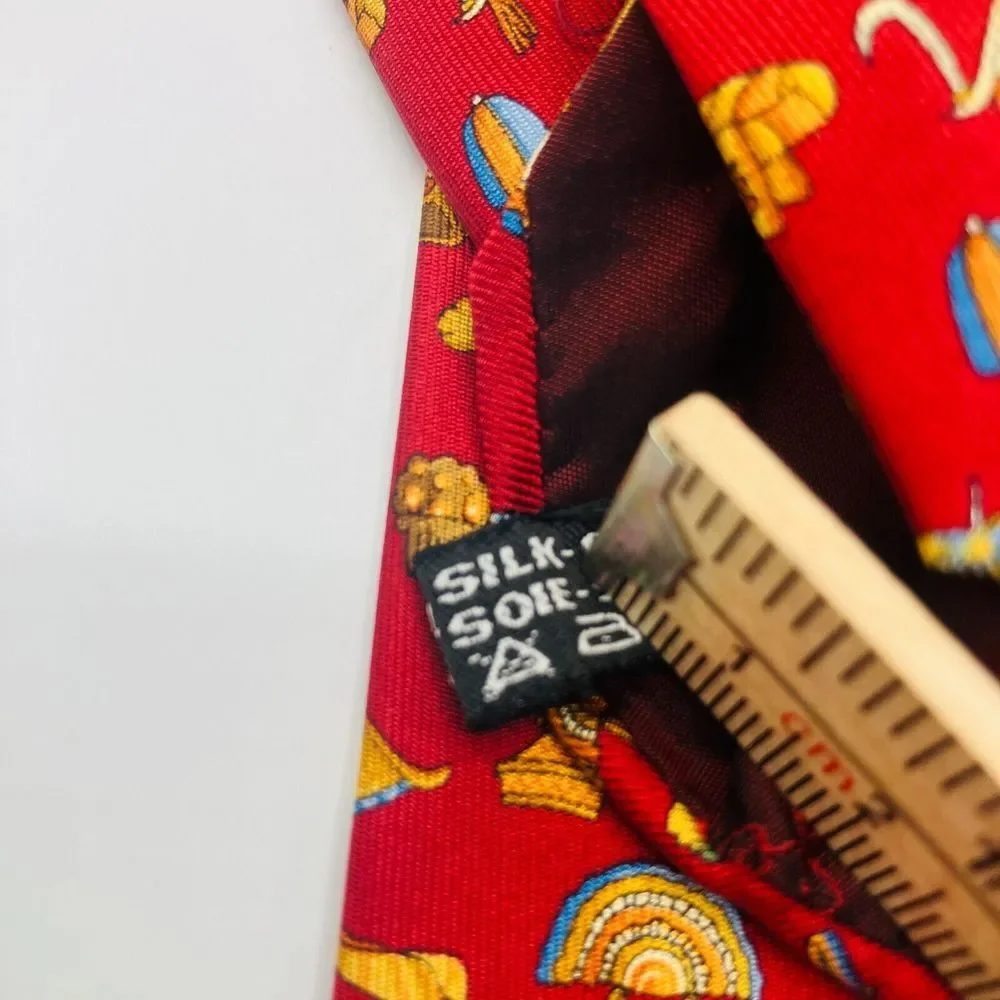 Salvatore Ferragamo‎ Red Headwear/Flower Silk Tie Made In Italy